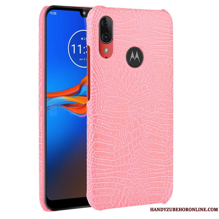 Etui Moto E6 Plus Læder Trend Sort, Cover Moto E6 Plus Beskyttelse Hård Krokodille Mønster