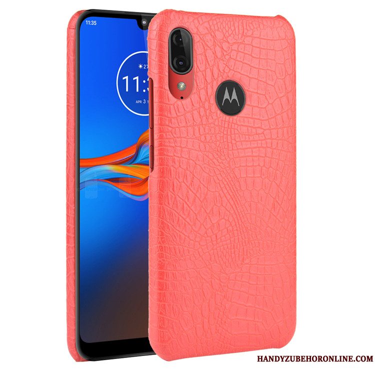 Etui Moto E6 Plus Læder Trend Sort, Cover Moto E6 Plus Beskyttelse Hård Krokodille Mønster