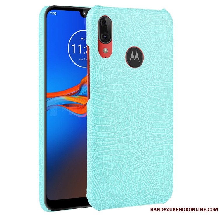 Etui Moto E6 Plus Læder Trend Sort, Cover Moto E6 Plus Beskyttelse Hård Krokodille Mønster