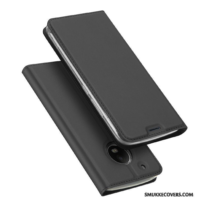 Etui Moto G5 Folio Lyserød Telefon, Cover Moto G5 Læder Kort Magnetisk