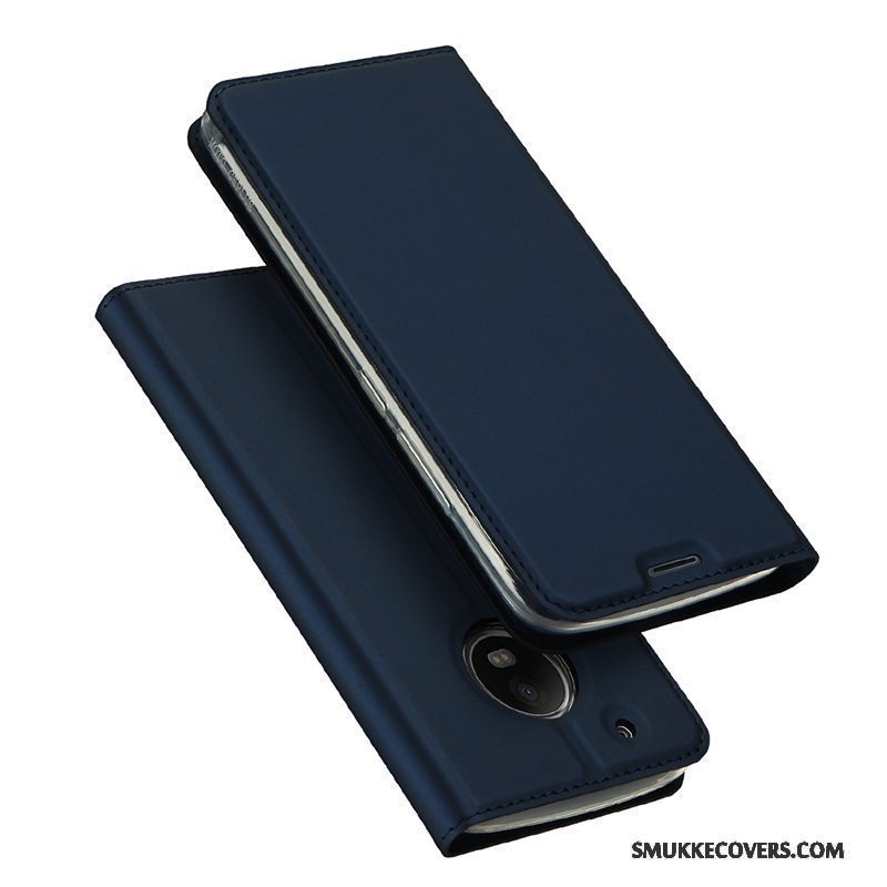 Etui Moto G5 Folio Lyserød Telefon, Cover Moto G5 Læder Kort Magnetisk