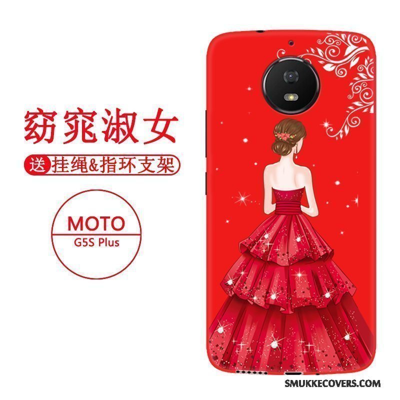 Etui Moto G5 Plus Silikone Anti-fald Sort, Cover Moto G5 Plus Tasker Rød Telefon