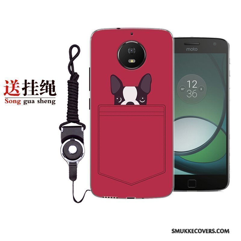 Etui Moto G5 Plus Silikone Grå Rød, Cover Moto G5 Plus Blød Anti-fald Telefon