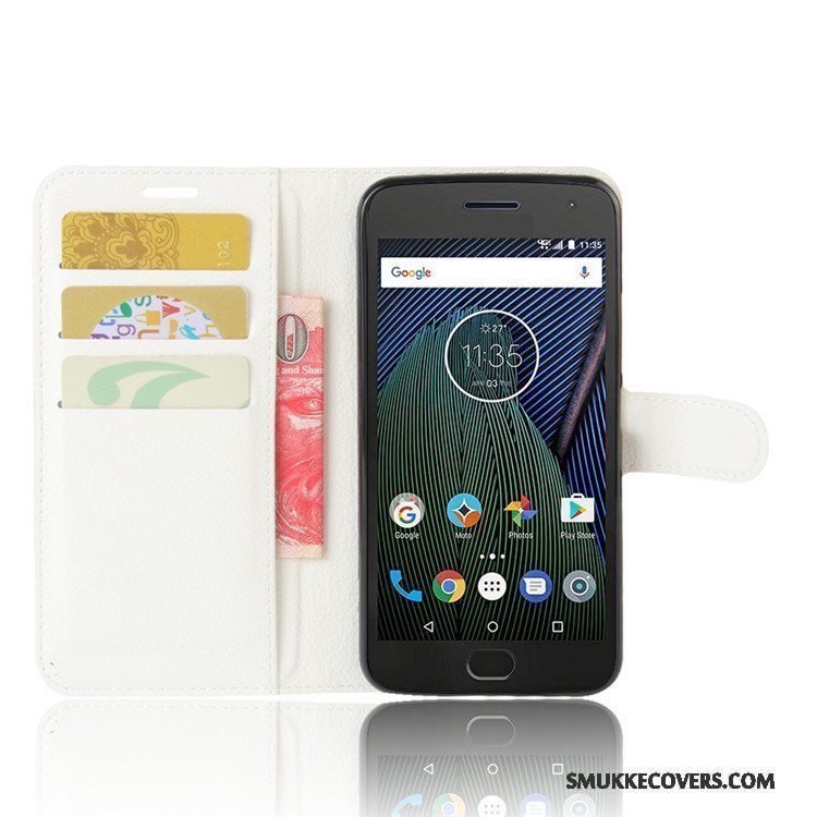 Etui Moto G5 Tegnebog Kort Lyseblå, Cover Moto G5 Læder