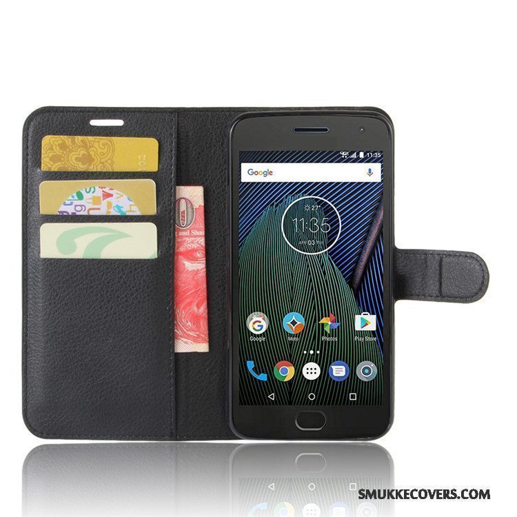 Etui Moto G5 Tegnebog Kort Lyseblå, Cover Moto G5 Læder