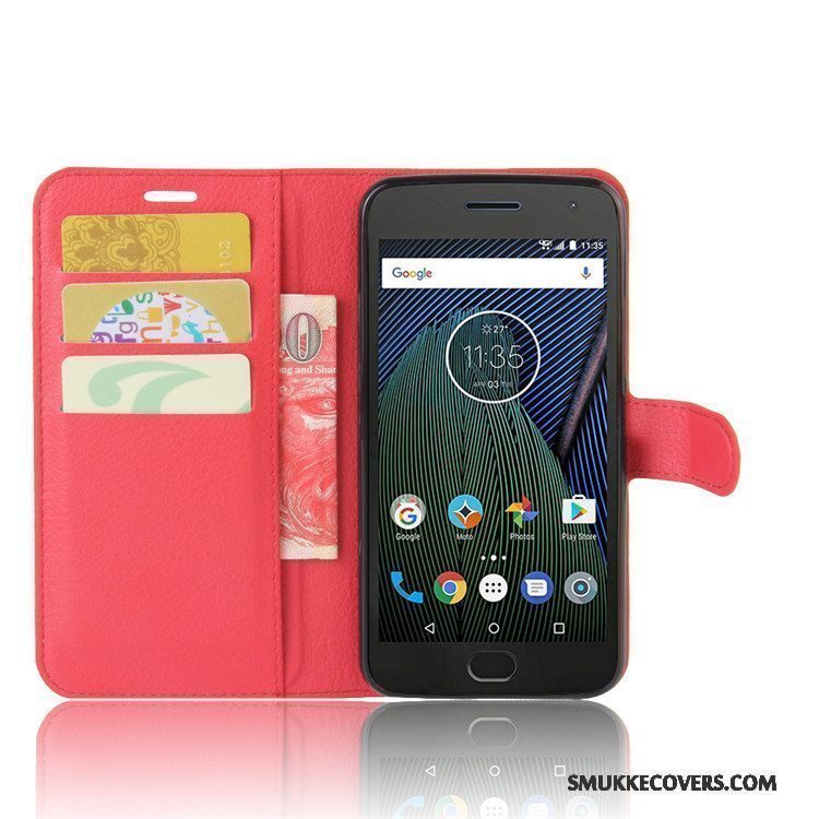 Etui Moto G5 Tegnebog Kort Lyseblå, Cover Moto G5 Læder