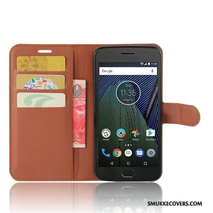 Etui Moto G5 Tegnebog Kort Lyseblå, Cover Moto G5 Læder