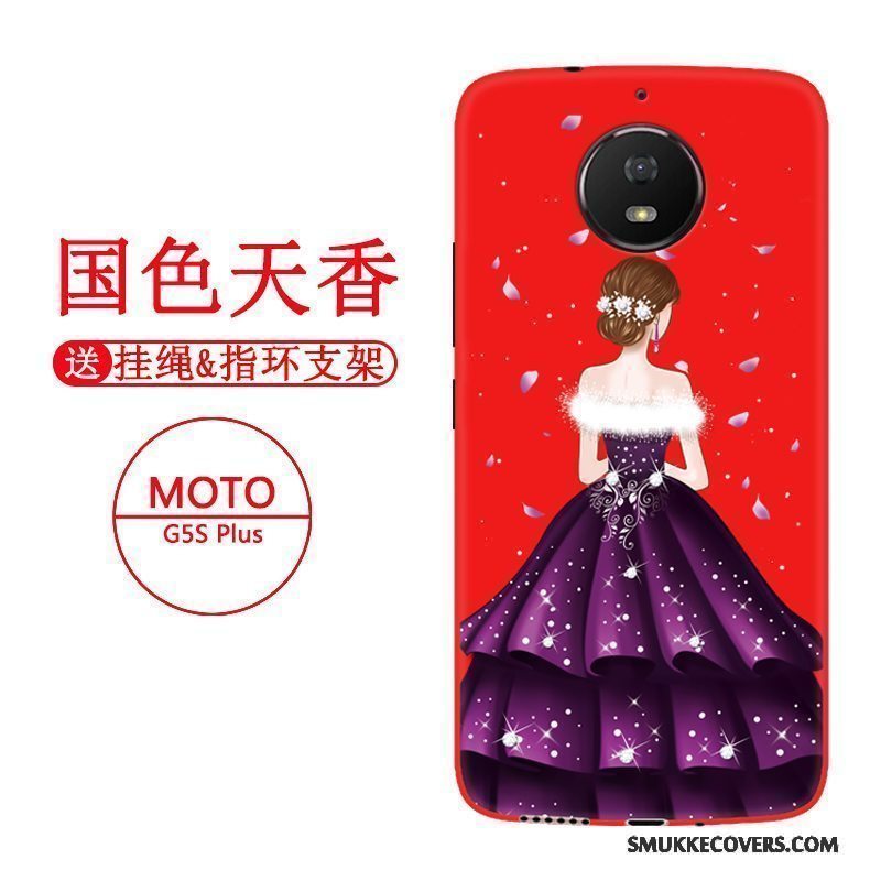 Etui Moto G5s Plus Blød Sort Rød, Cover Moto G5s Plus Silikone Telefonaf Personlighed