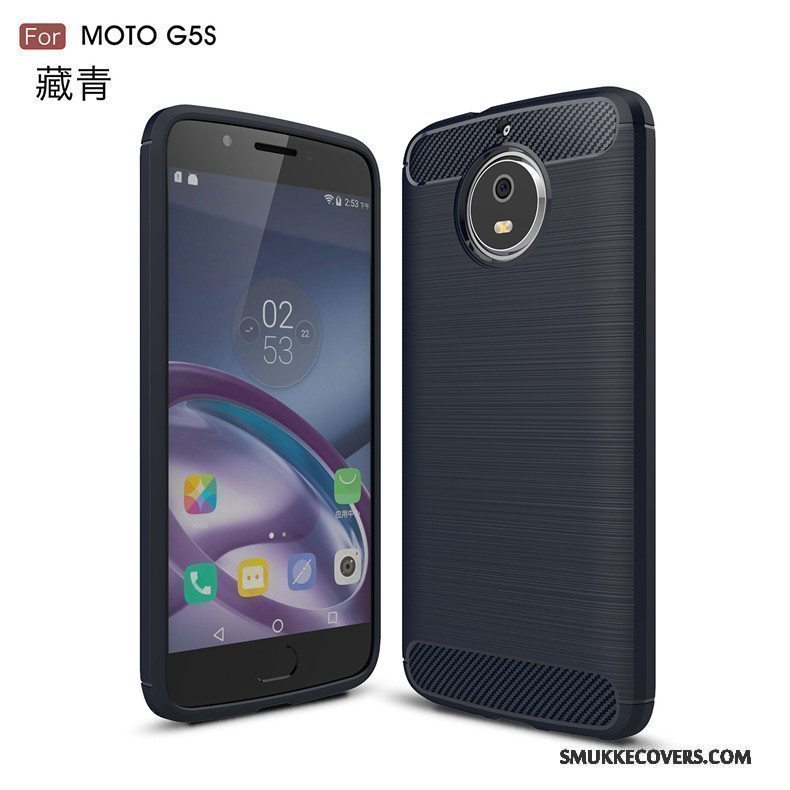 Etui Moto G5s Tasker Fiber Telefon, Cover Moto G5s Silikone Mønster Sort