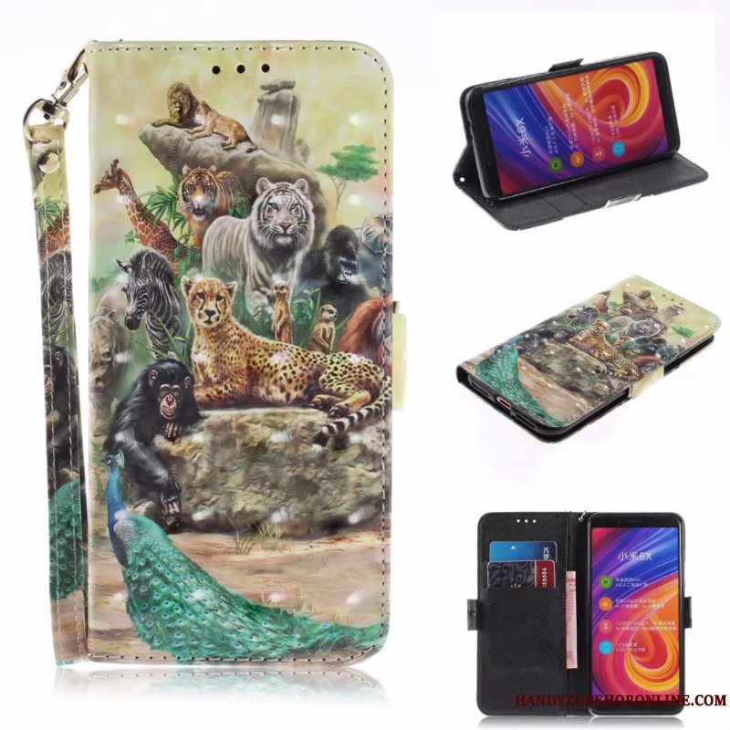 Etui Moto G7 Cartoon Telefonfold, Cover Moto G7 Tasker Grøn Anti-fald