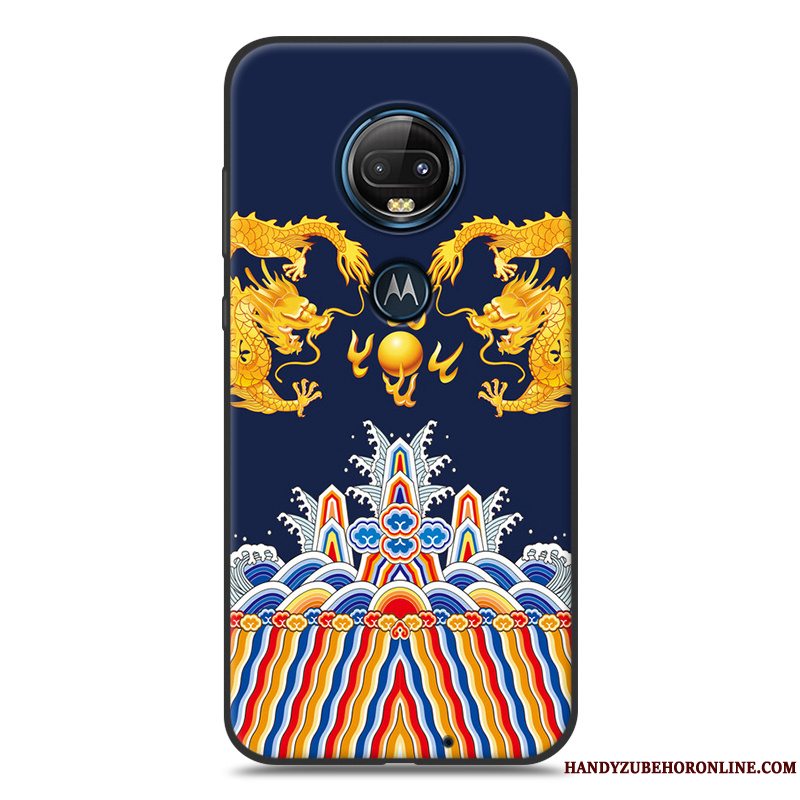 Etui Moto G7 Cartoon Telefongul, Cover Moto G7 Silikone Sort Nubuck