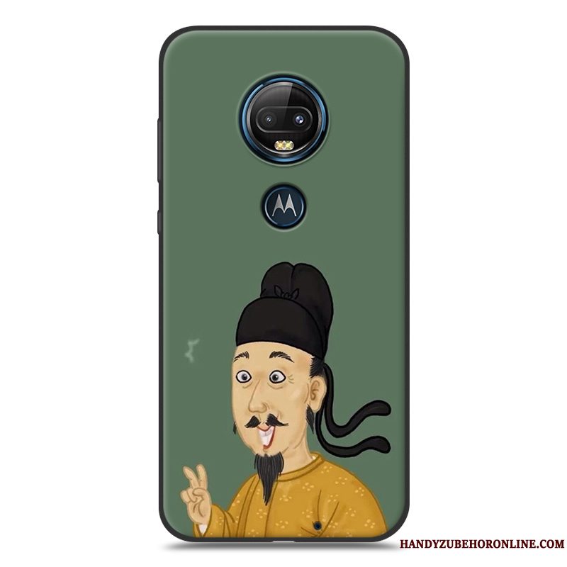 Etui Moto G7 Cartoon Telefongul, Cover Moto G7 Silikone Sort Nubuck