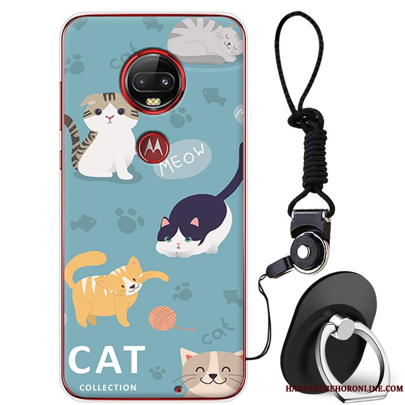 Etui Moto G7 Plus Cartoon Anti-fald Blå, Cover Moto G7 Plus Beskyttelse Telefon