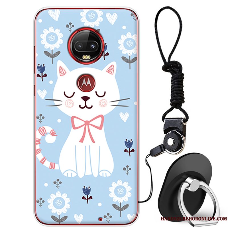 Etui Moto G7 Plus Cartoon Anti-fald Blå, Cover Moto G7 Plus Beskyttelse Telefon