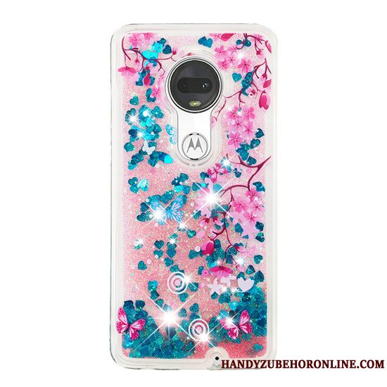 Etui Moto G7 Plus Cartoon Quicksand Telefon, Cover Moto G7 Plus Kreativ Hængende Ornamenter Lilla