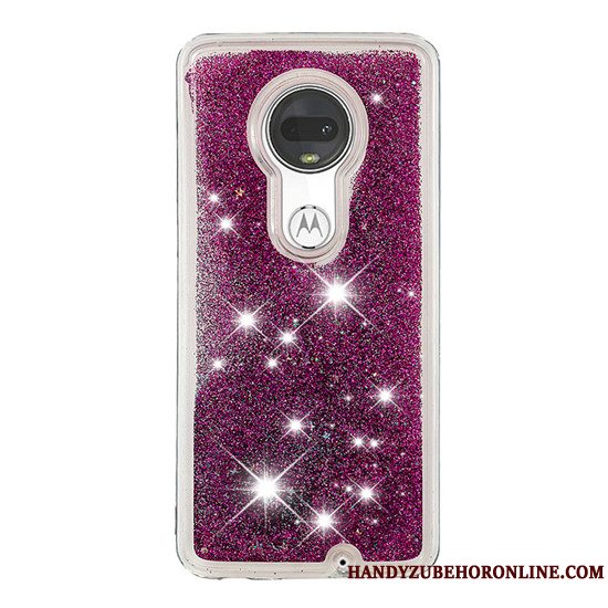 Etui Moto G7 Plus Cartoon Quicksand Telefon, Cover Moto G7 Plus Kreativ Hængende Ornamenter Lilla