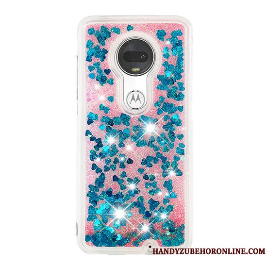 Etui Moto G7 Plus Cartoon Quicksand Telefon, Cover Moto G7 Plus Kreativ Hængende Ornamenter Lilla