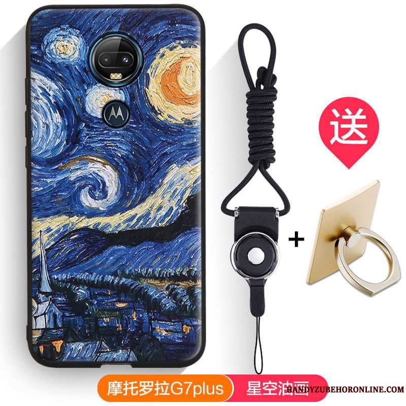 Etui Moto G7 Plus Relief Telefonhvid, Cover Moto G7 Plus Cartoon