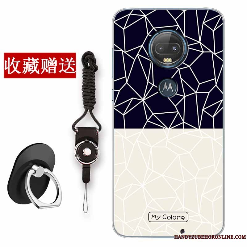 Etui Moto G7 Plus Silikone Kinesisk Stil Anti-fald, Cover Moto G7 Plus Mode Telefonhvid