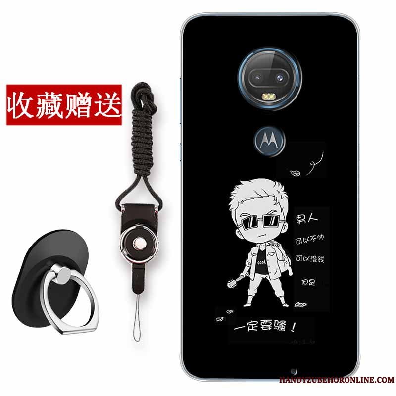 Etui Moto G7 Plus Silikone Kinesisk Stil Anti-fald, Cover Moto G7 Plus Mode Telefonhvid