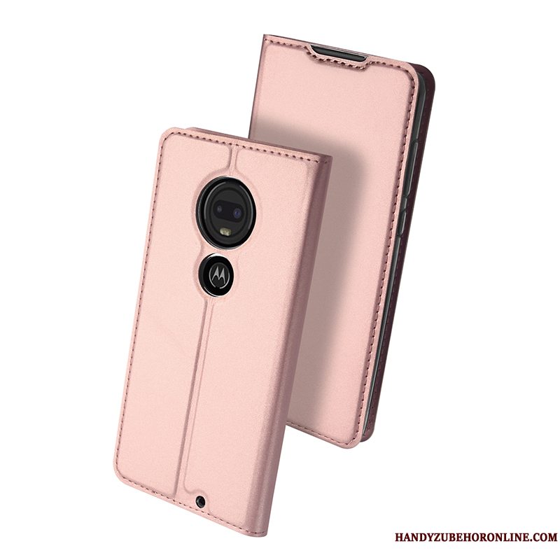 Etui Moto G7 Plus Tasker Kort Let Tynd, Cover Moto G7 Plus Læder Gennemsigtig Business