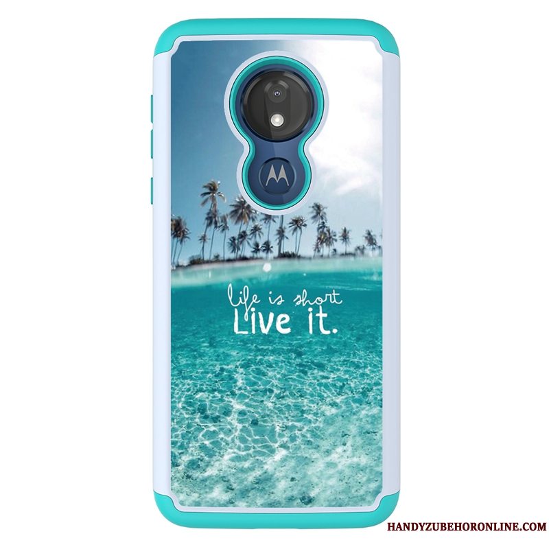 Etui Moto G7 Power Malet Klud Mønster, Cover Moto G7 Power Cartoon Anti-fald Sort