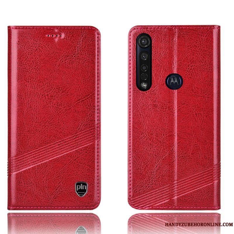 Etui Moto G8 Plus Beskyttelse Anti-fald Telefon, Cover Moto G8 Plus Læder Sort