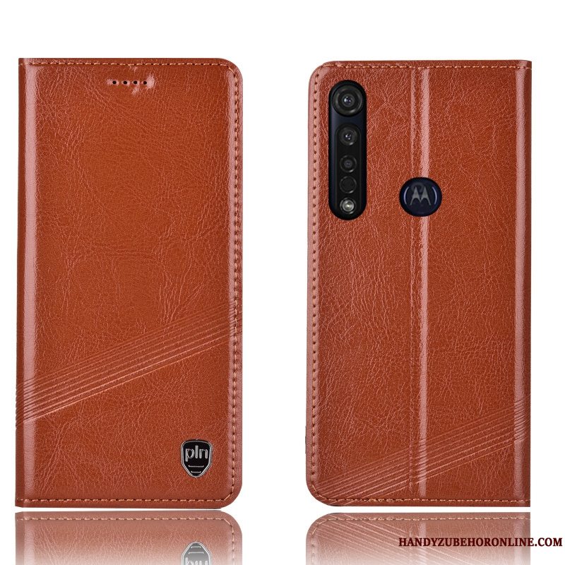 Etui Moto G8 Plus Beskyttelse Anti-fald Telefon, Cover Moto G8 Plus Læder Sort