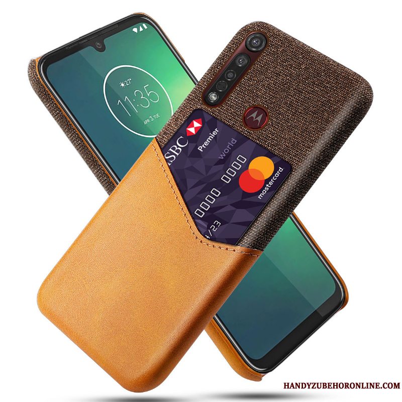 Etui Moto G8 Plus Beskyttelse Mønster Business, Cover Moto G8 Plus Læder Klud Telefon