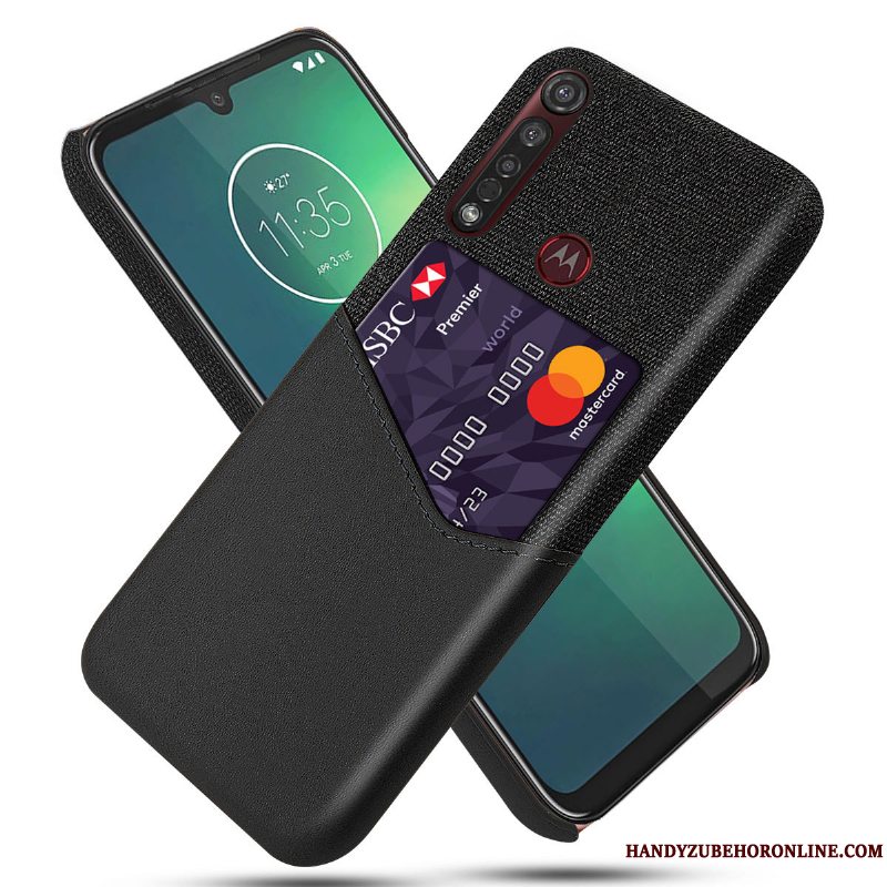 Etui Moto G8 Plus Beskyttelse Mønster Business, Cover Moto G8 Plus Læder Klud Telefon