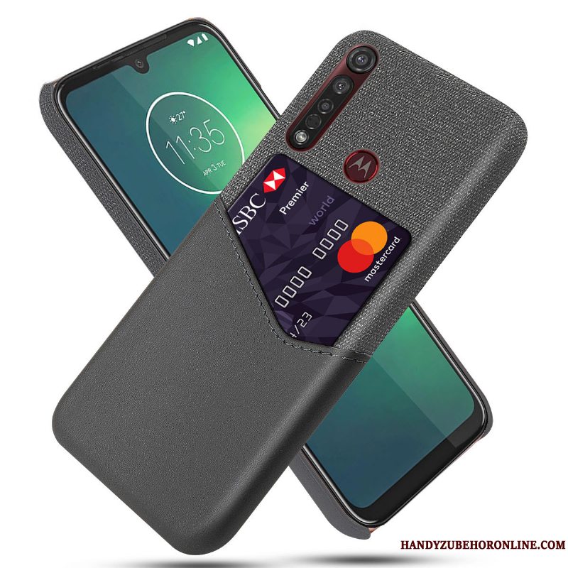 Etui Moto G8 Plus Beskyttelse Mønster Business, Cover Moto G8 Plus Læder Klud Telefon