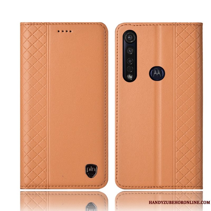 Etui Moto G8 Plus Tasker Telefonanti-fald, Cover Moto G8 Plus Læder Gul