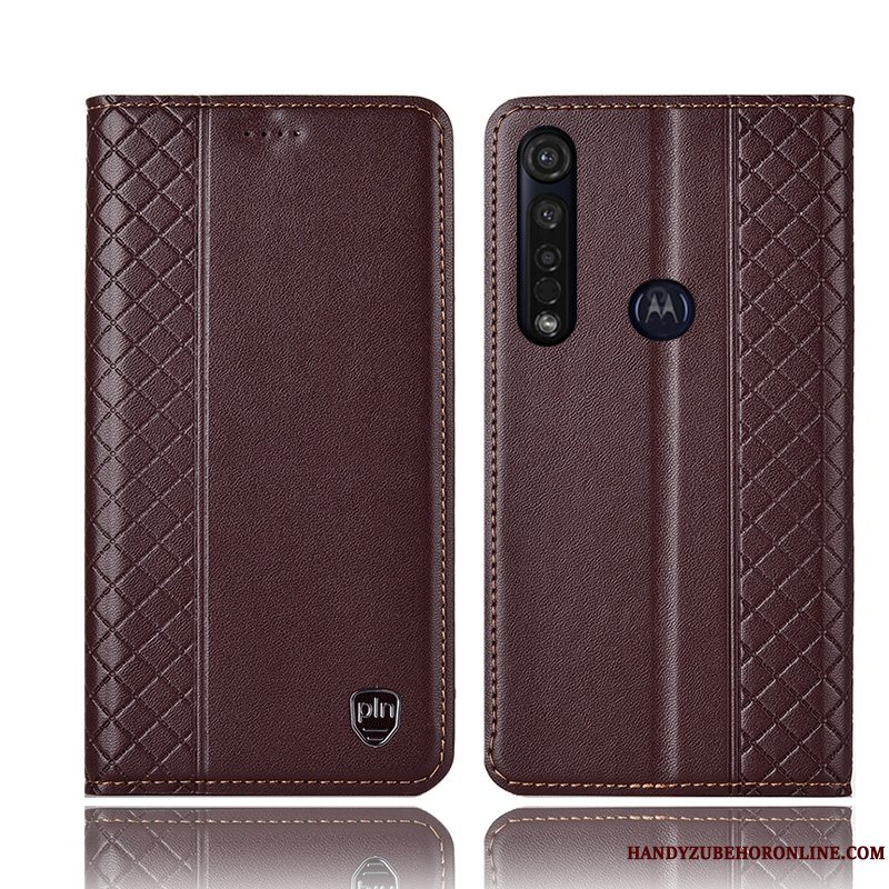 Etui Moto G8 Plus Tasker Telefonanti-fald, Cover Moto G8 Plus Læder Gul