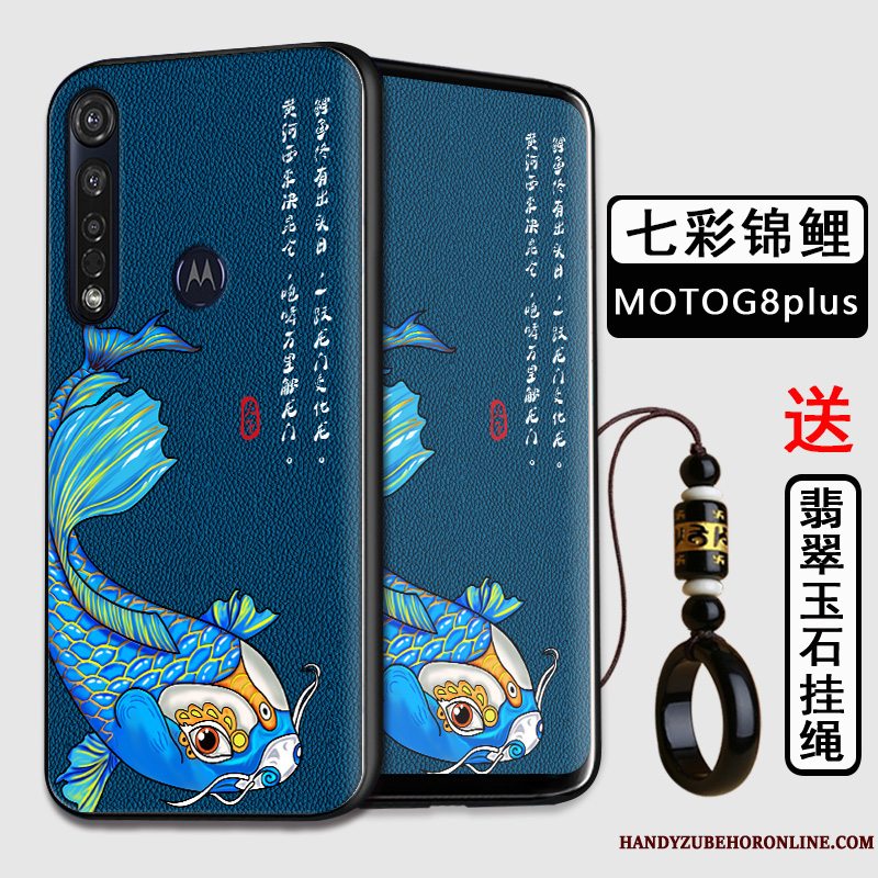 Etui Moto G8 Plus Tasker Telefonkinesisk Stil, Cover Moto G8 Plus Blød Anti-fald Sort