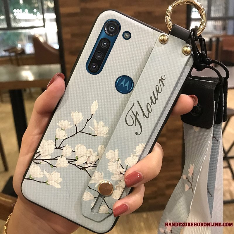 Etui Moto G8 Power Blød Blomster Telefon, Cover Moto G8 Power Support Hængende Ornamenter Lilla