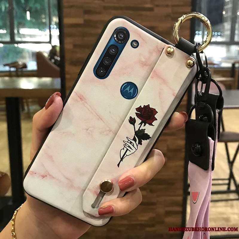 Etui Moto G8 Power Blød Blomster Telefon, Cover Moto G8 Power Support Hængende Ornamenter Lilla