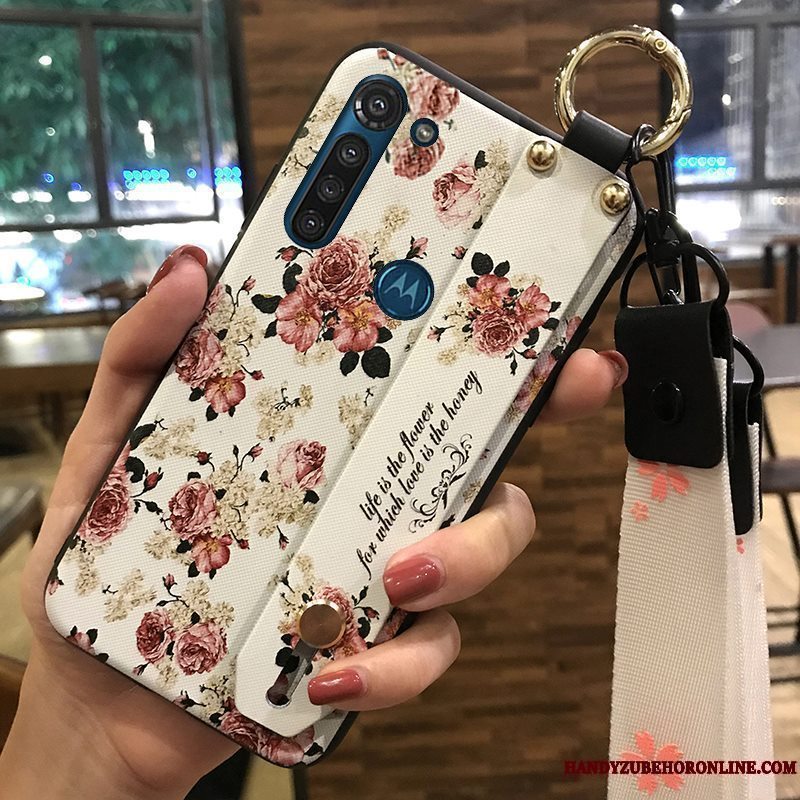 Etui Moto G8 Power Blød Blomster Telefon, Cover Moto G8 Power Support Hængende Ornamenter Lilla