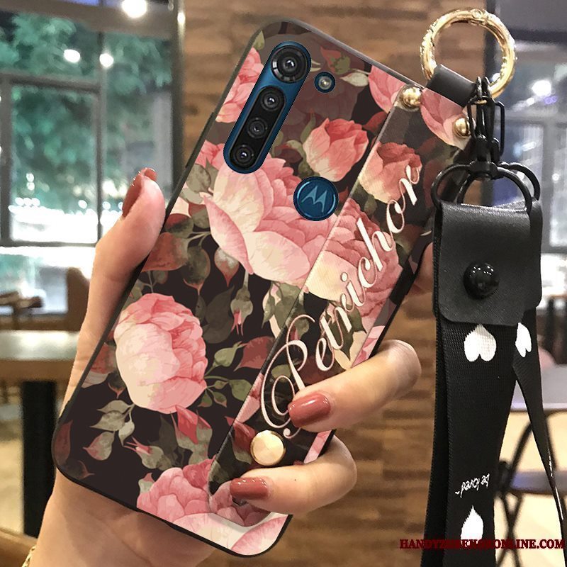 Etui Moto G8 Power Blød Blomster Telefon, Cover Moto G8 Power Support Hængende Ornamenter Lilla