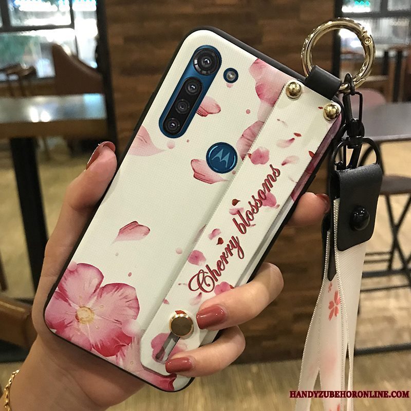 Etui Moto G8 Power Blød Blomster Telefon, Cover Moto G8 Power Support Hængende Ornamenter Lilla