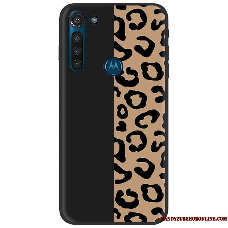 Etui Moto G8 Power Blød Lyserød Nubuck, Cover Moto G8 Power Malet Sort Pu