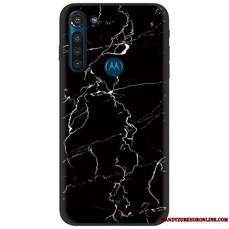 Etui Moto G8 Power Blød Lyserød Nubuck, Cover Moto G8 Power Malet Sort Pu