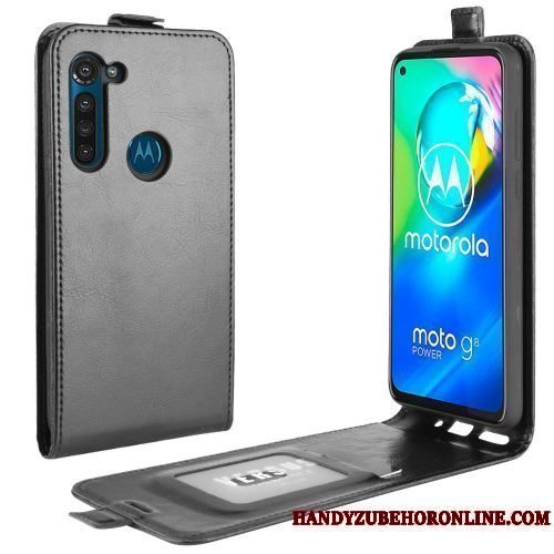 Etui Moto G8 Power Folio Business Kort, Cover Moto G8 Power Support Sort Telefon