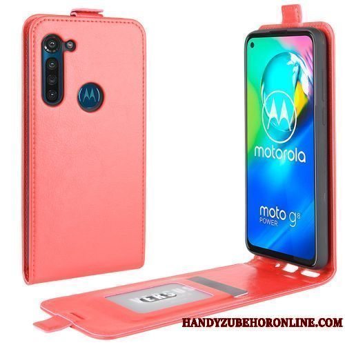 Etui Moto G8 Power Folio Business Kort, Cover Moto G8 Power Support Sort Telefon