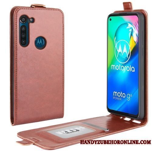 Etui Moto G8 Power Folio Business Kort, Cover Moto G8 Power Support Sort Telefon