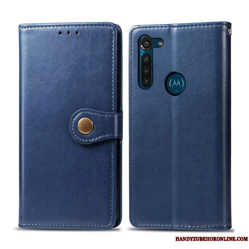 Etui Moto G8 Power Folio Telefonsolid Farve, Cover Moto G8 Power Læder Simple Business