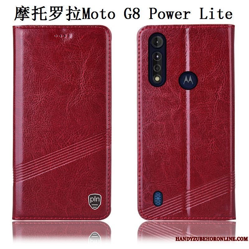 Etui Moto G8 Power Lite Læder Anti-fald Sort, Cover Moto G8 Power Lite Beskyttelse Mønster Telefon