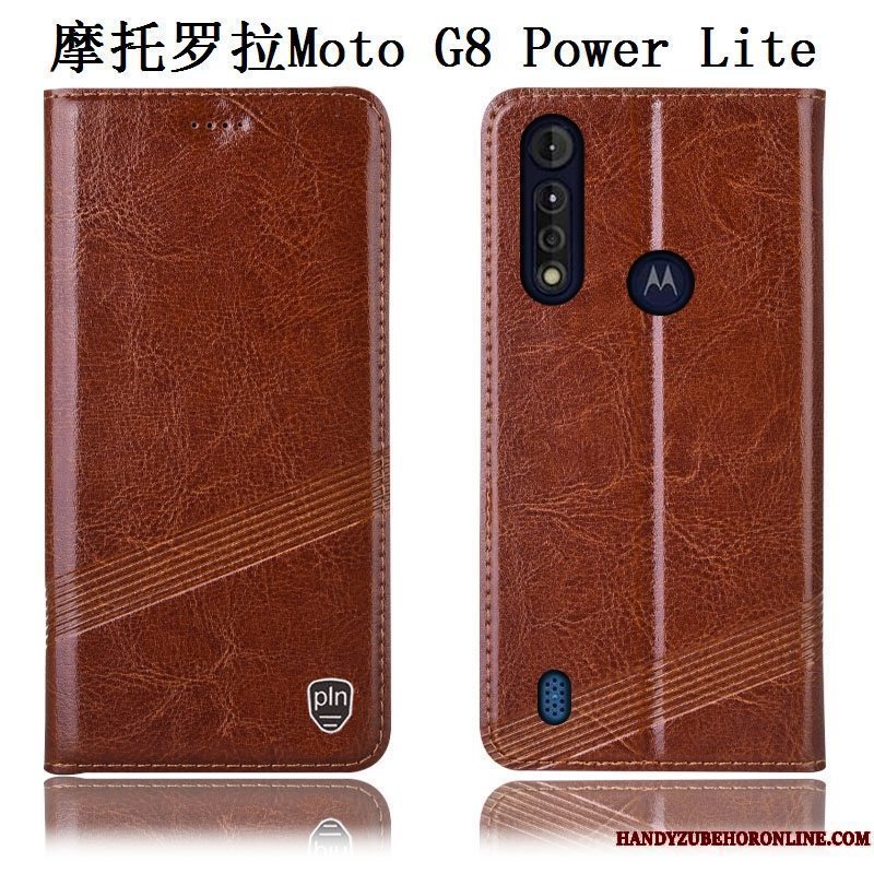 Etui Moto G8 Power Lite Læder Anti-fald Sort, Cover Moto G8 Power Lite Beskyttelse Mønster Telefon