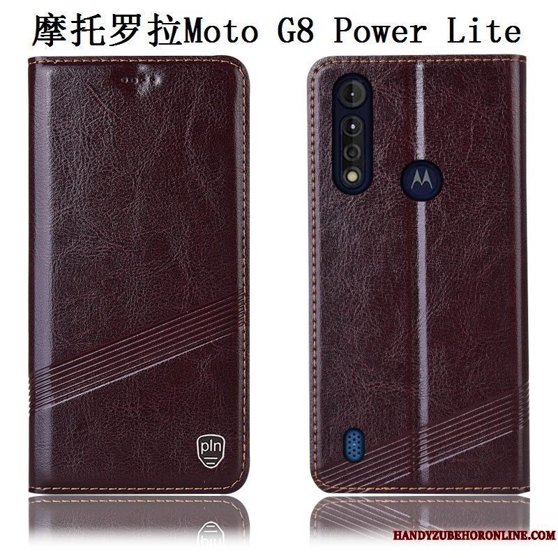 Etui Moto G8 Power Lite Læder Anti-fald Sort, Cover Moto G8 Power Lite Beskyttelse Mønster Telefon