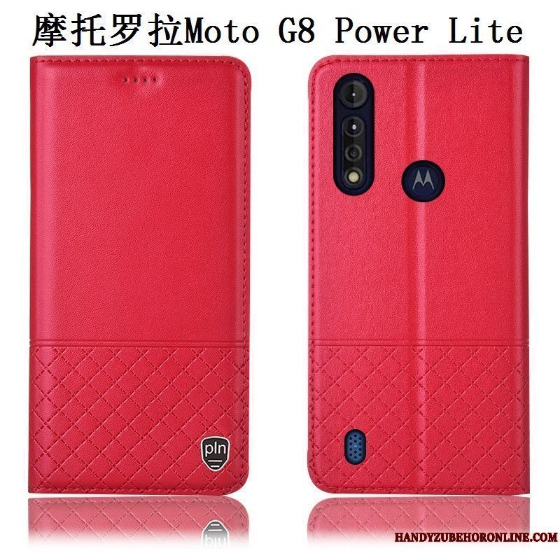 Etui Moto G8 Power Lite Læder Blå Anti-fald, Cover Moto G8 Power Lite Telefon