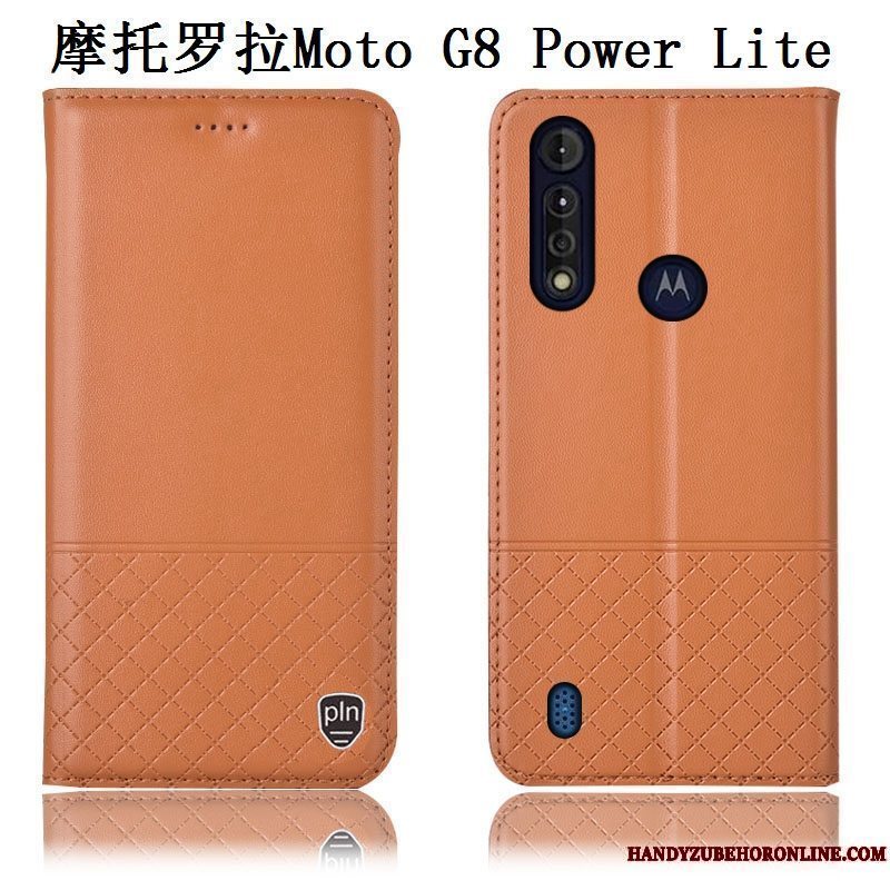 Etui Moto G8 Power Lite Læder Blå Anti-fald, Cover Moto G8 Power Lite Telefon